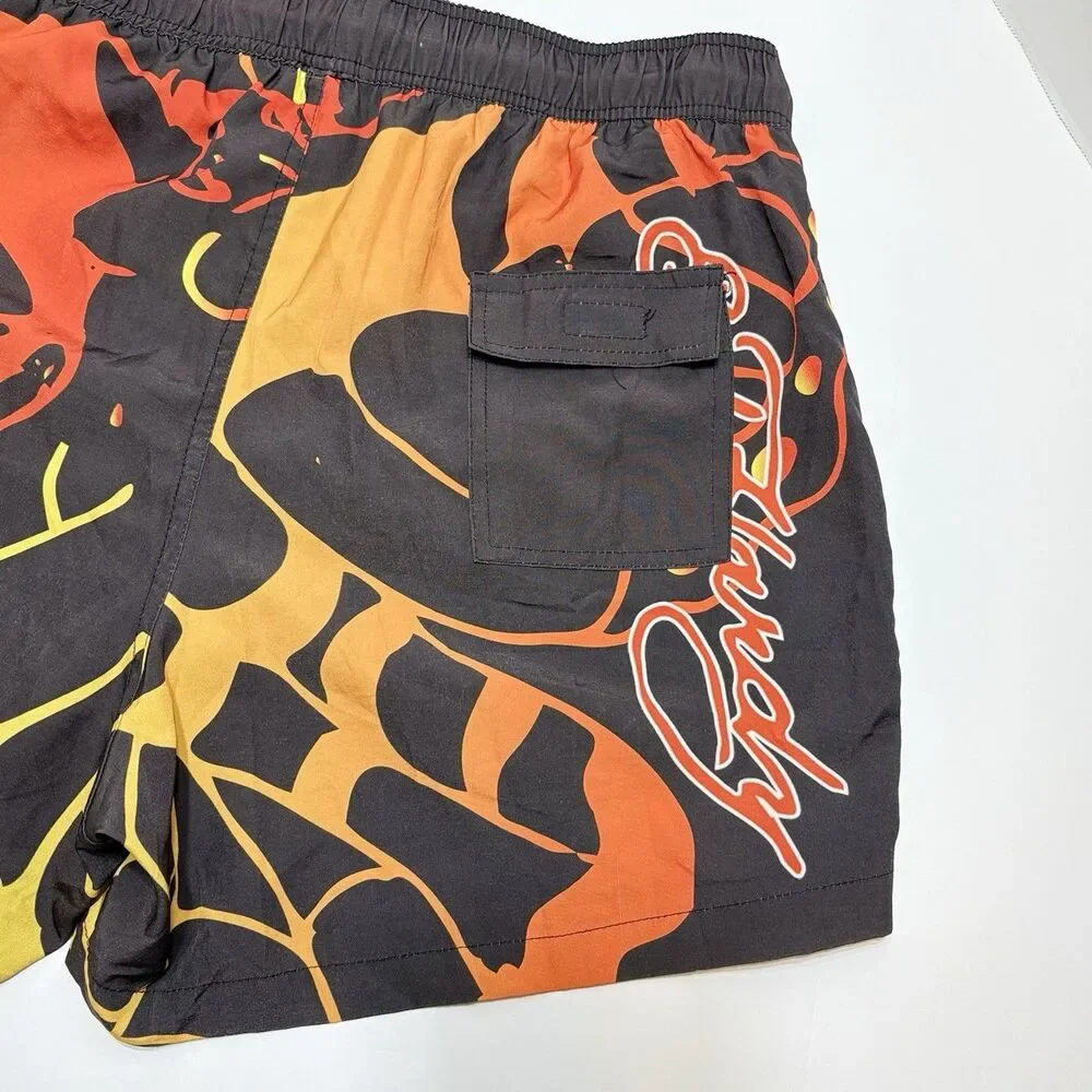 Ed Hardy Panther Swim Trunks Shorts Men's L Black 5” Inseam Nova Men